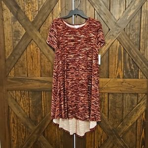 XS Lularoe Carly Dress Deep Red with Cream